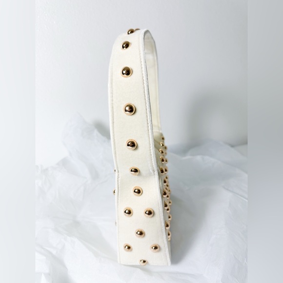 Anthropologie Studded Velvet Shoulder Bag in White NWT - Picture 9 of 14